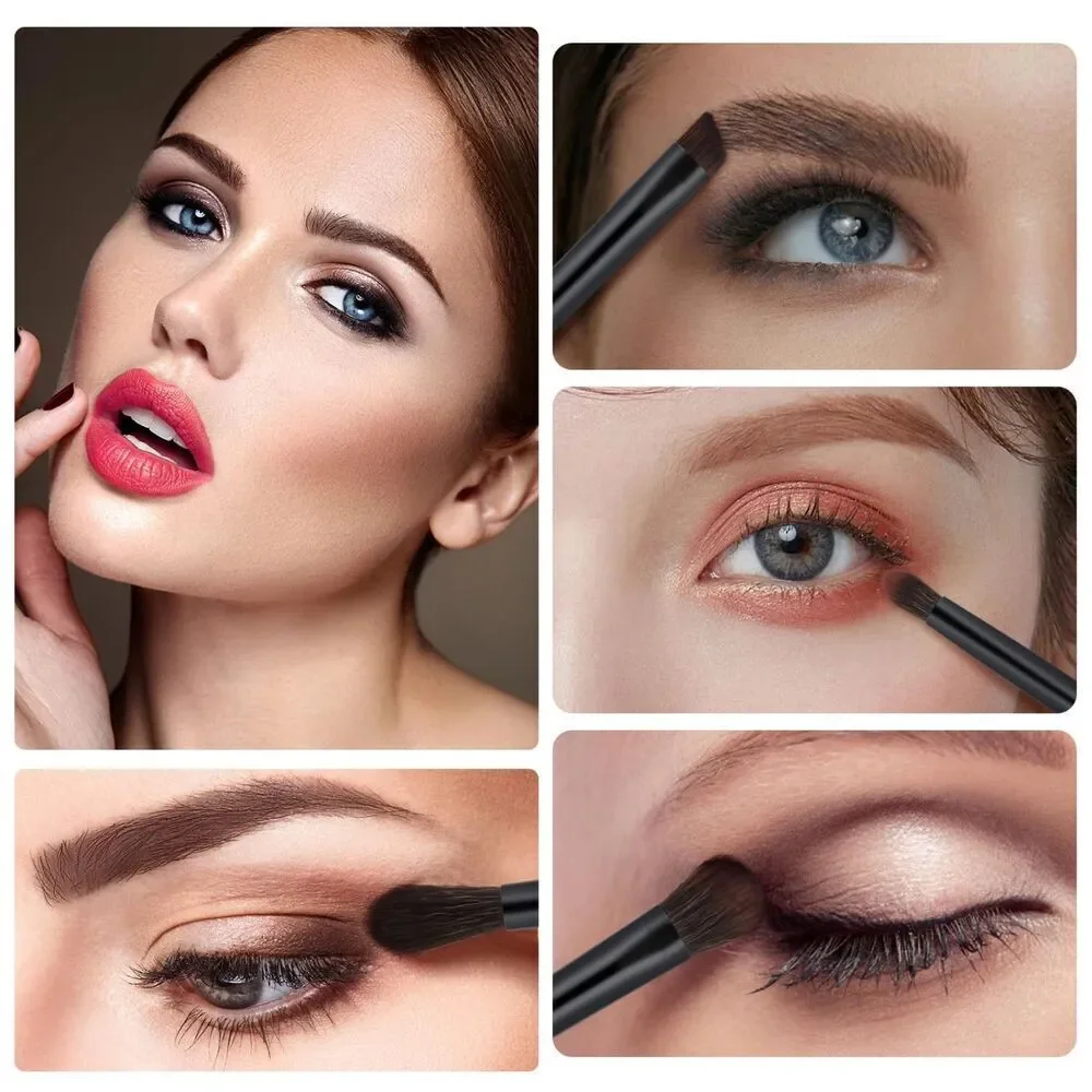 6 Pcs Black Professional Blending Soft Hairs Eye Makeup Brush Set & Wood Handle